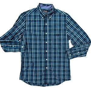 Chaps Ralph Lauren Shirt Mens Small Long Sleeve Plaid Button Down Turquoise Blue